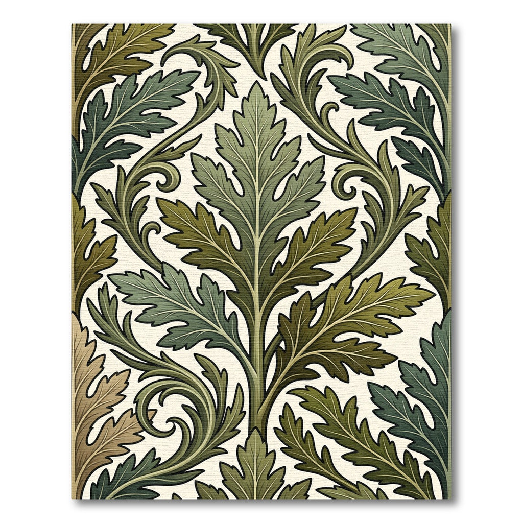 Art Nouveau Foliate Green Acanthus Rug