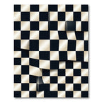 Black Gold 3D Chessboard Checkered Rug