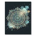 Teal Gold Ornate Medallion Art Rug
