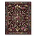 Crimson Starburst Floral Scrollwork Rug