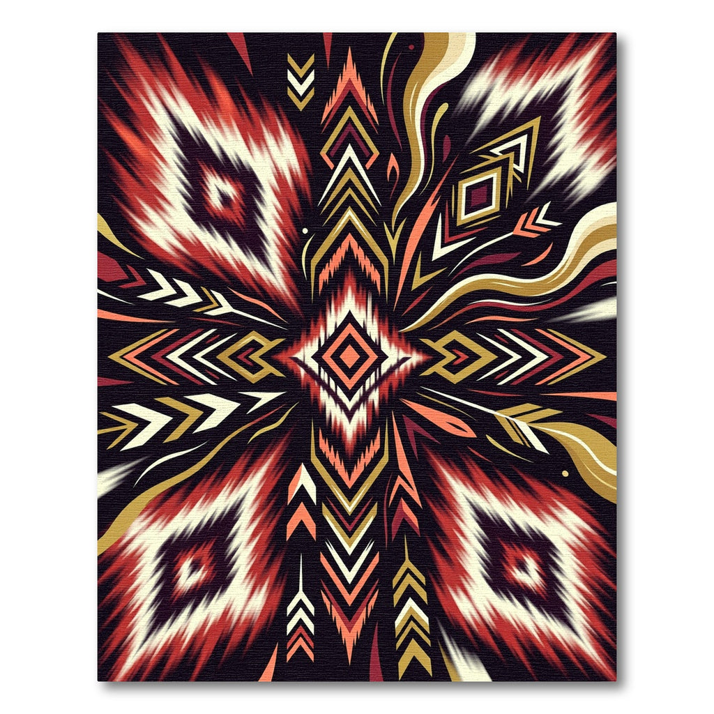 Vibrant Red Boho Geometric Diamond Rug