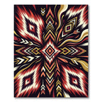 Vibrant Red Boho Geometric Diamond Rug