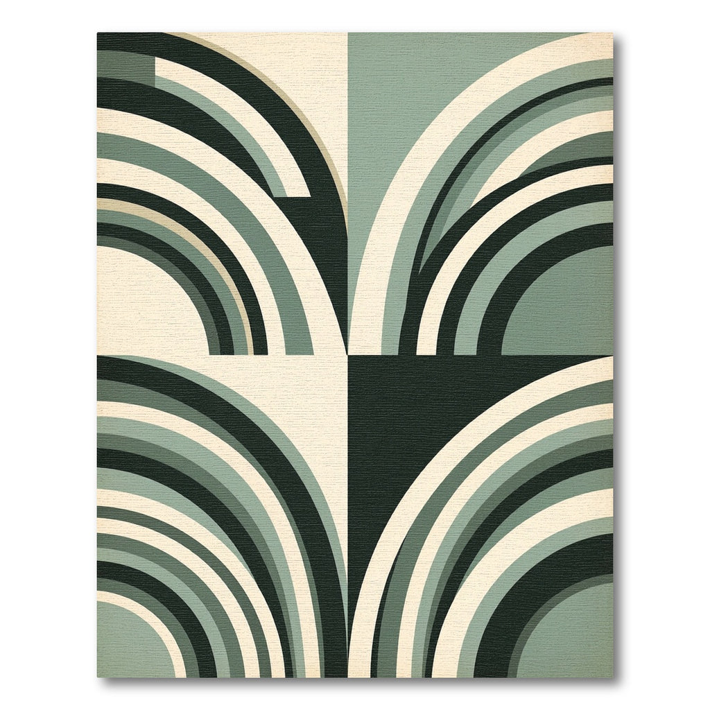 Modern Sage Green Arc Geometric Rug