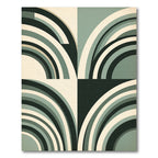 Modern Sage Green Arc Geometric Rug