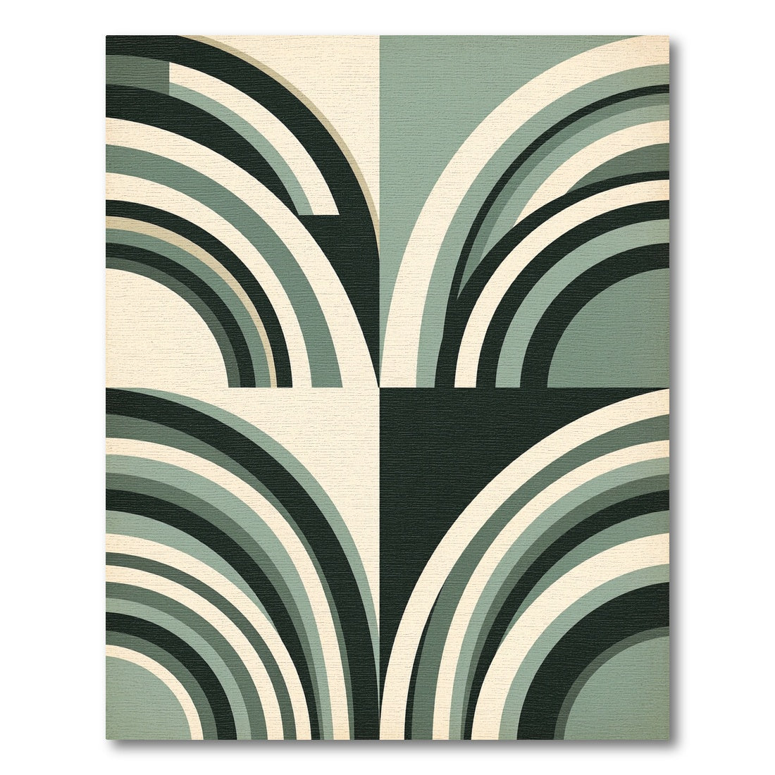 Modern Sage Green Arc Geometric Rug