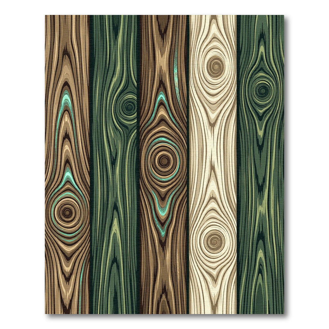 Rustic Earthy Tone Wood Grain Plank Rug