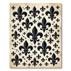 Black Fleur-de-lis Antique Cream Backdrop Rug
