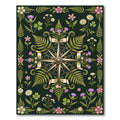 Dark Green Botanical Compass Flora Rug