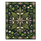 Dark Green Botanical Compass Flora Rug