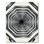 Monochrome Metallic Octagonal Tunnel Depth Rug