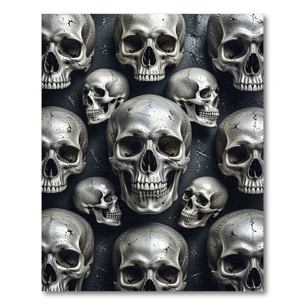 Metallic Silver Skull Monochromatic Arrangement Rug