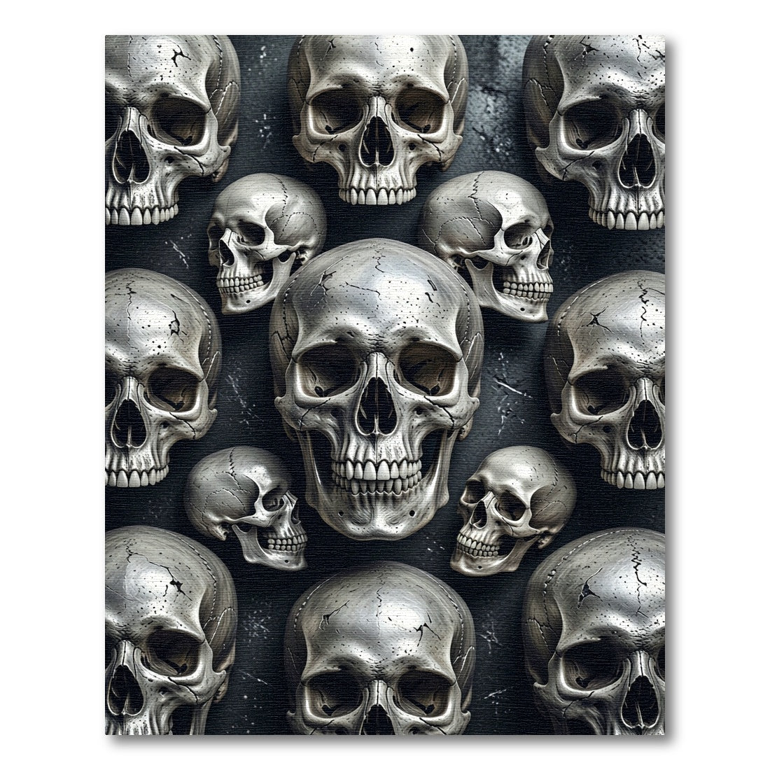 Metallic Silver Skull Monochromatic Arrangement Rug