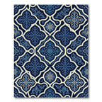 Deep Blue Floral Arabesque Rug