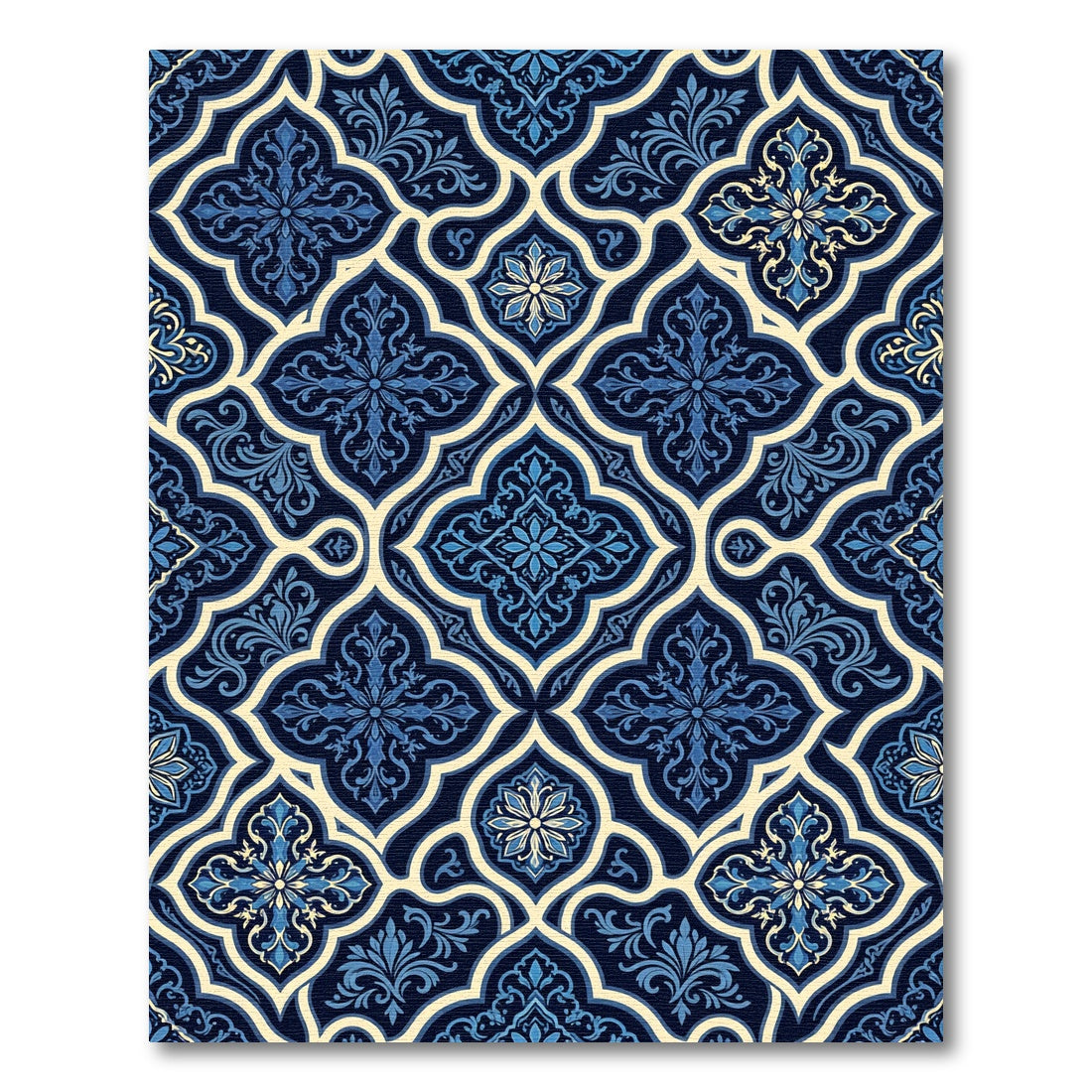 Deep Blue Floral Arabesque Rug