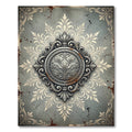 Ornate Silver Gray Damask Medallion Rug