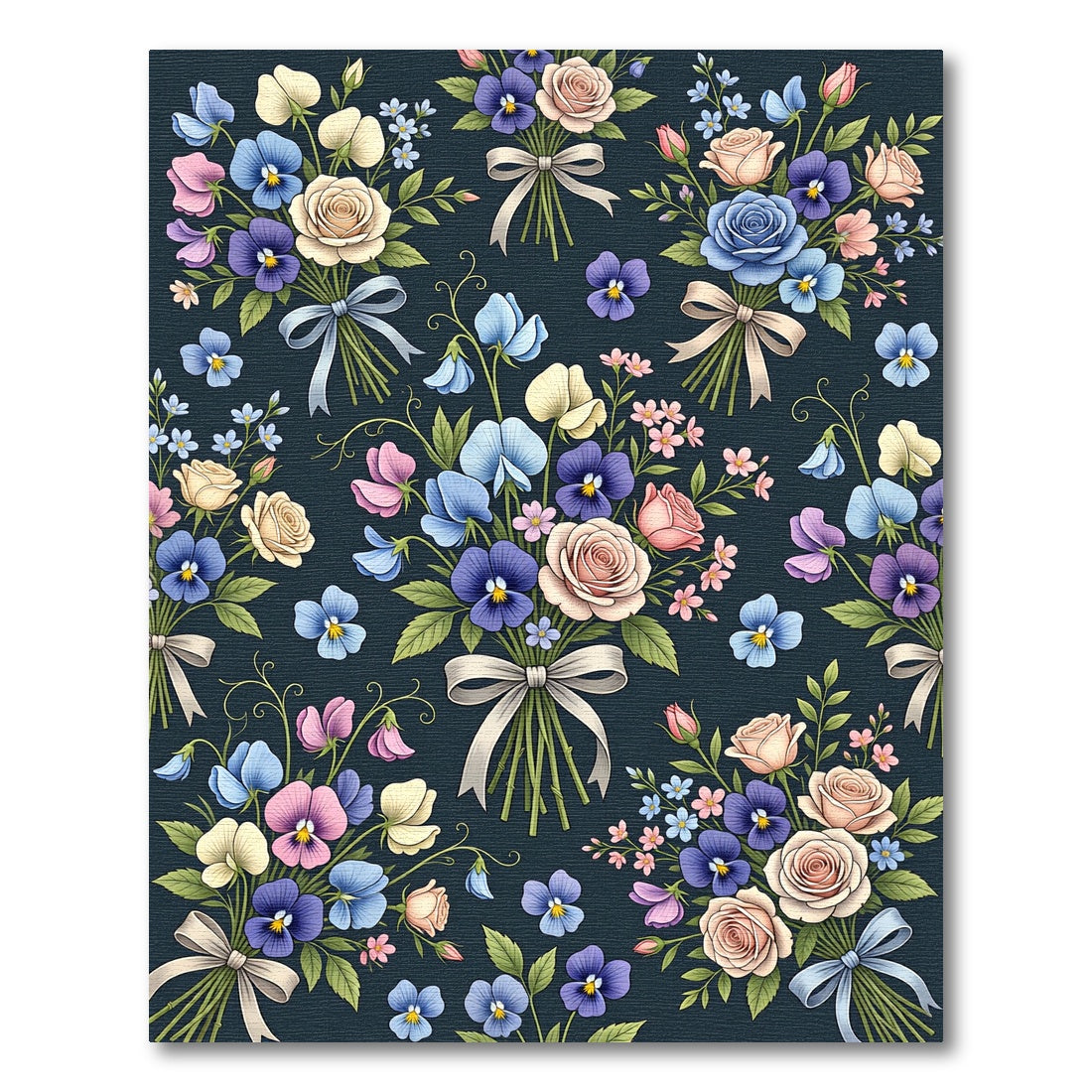 Pastel Rose Pansy Sweet Pea Bouquet Rug