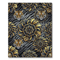 Golden Tiger and Black Floral Medallion Rug