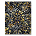 Golden Tiger and Black Floral Medallion Rug
