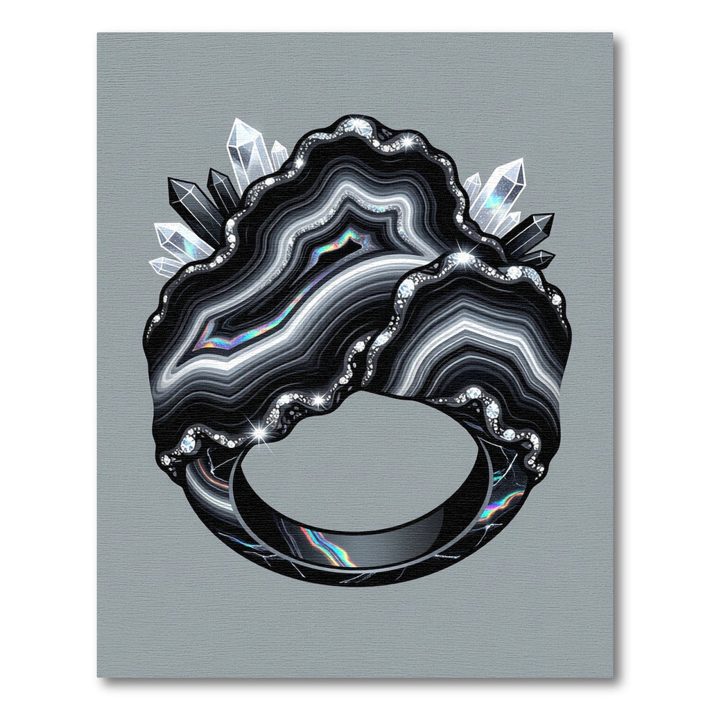 Black Agate With Crystal Accents Rug