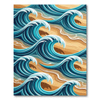 Vibrant Teal Ocean Wave Swirls Rug