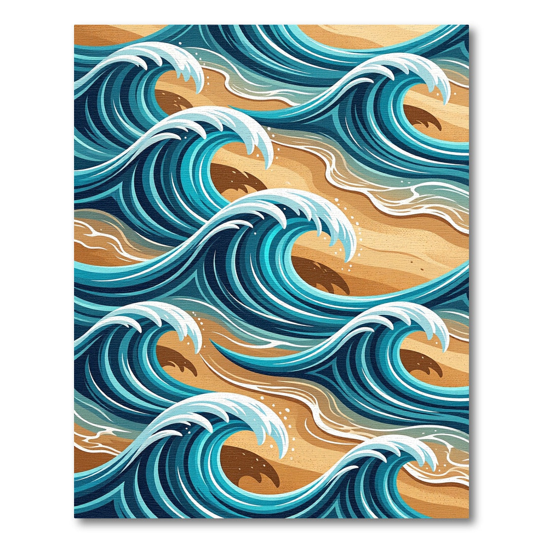 Vibrant Teal Ocean Wave Swirls Rug