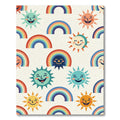 Whimsical Retro Sun Rainbow Nursery Illustration Rug