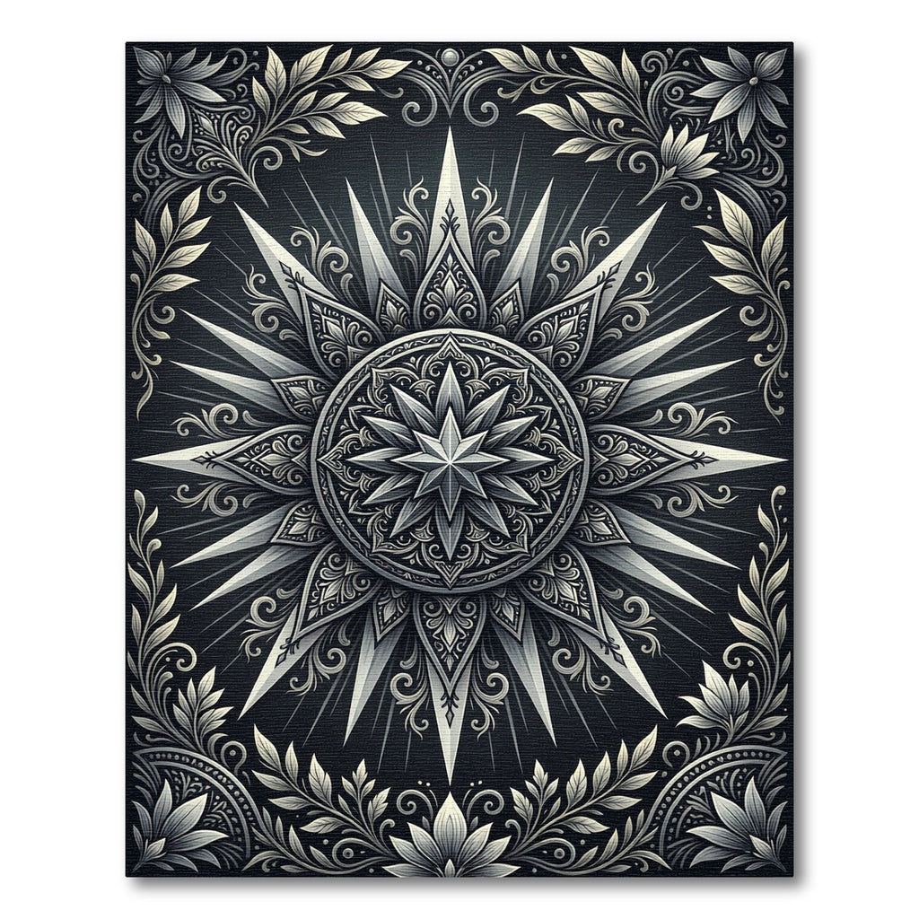 Monochromatic Celestial Starburst Medallion Rug