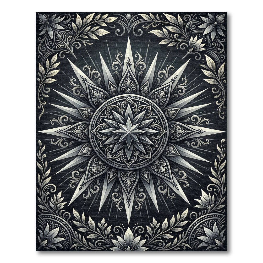 Monochromatic Celestial Starburst Medallion Rug