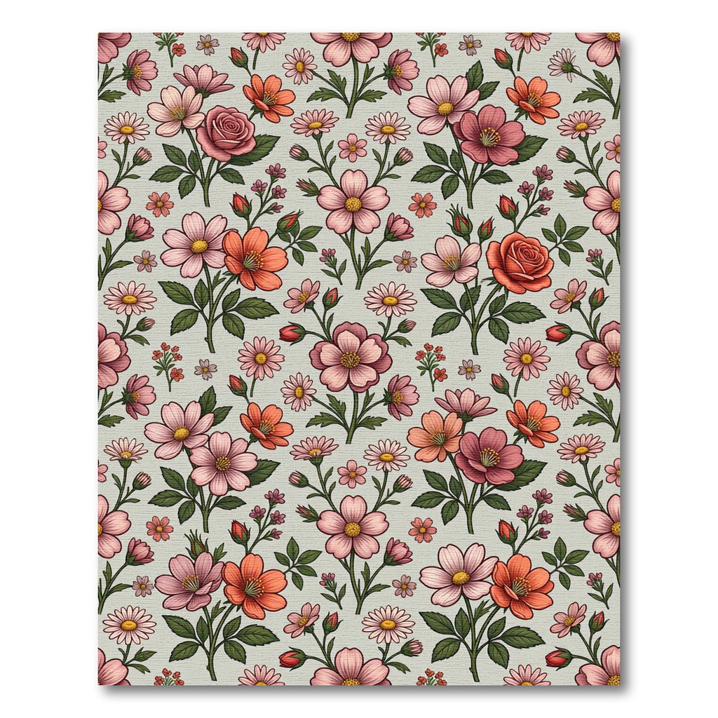 Pink Coral Floral Bouquet Rug