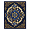 Royal Navy Blue Golden Baroque Scroll Rug