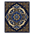 Royal Navy Blue Golden Baroque Scroll Rug