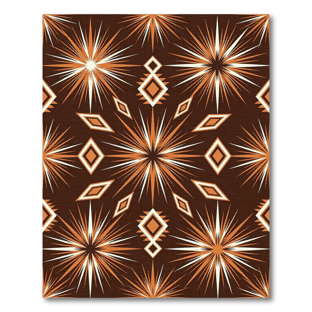 Earthy Geometric Starburst and Diamond Rug