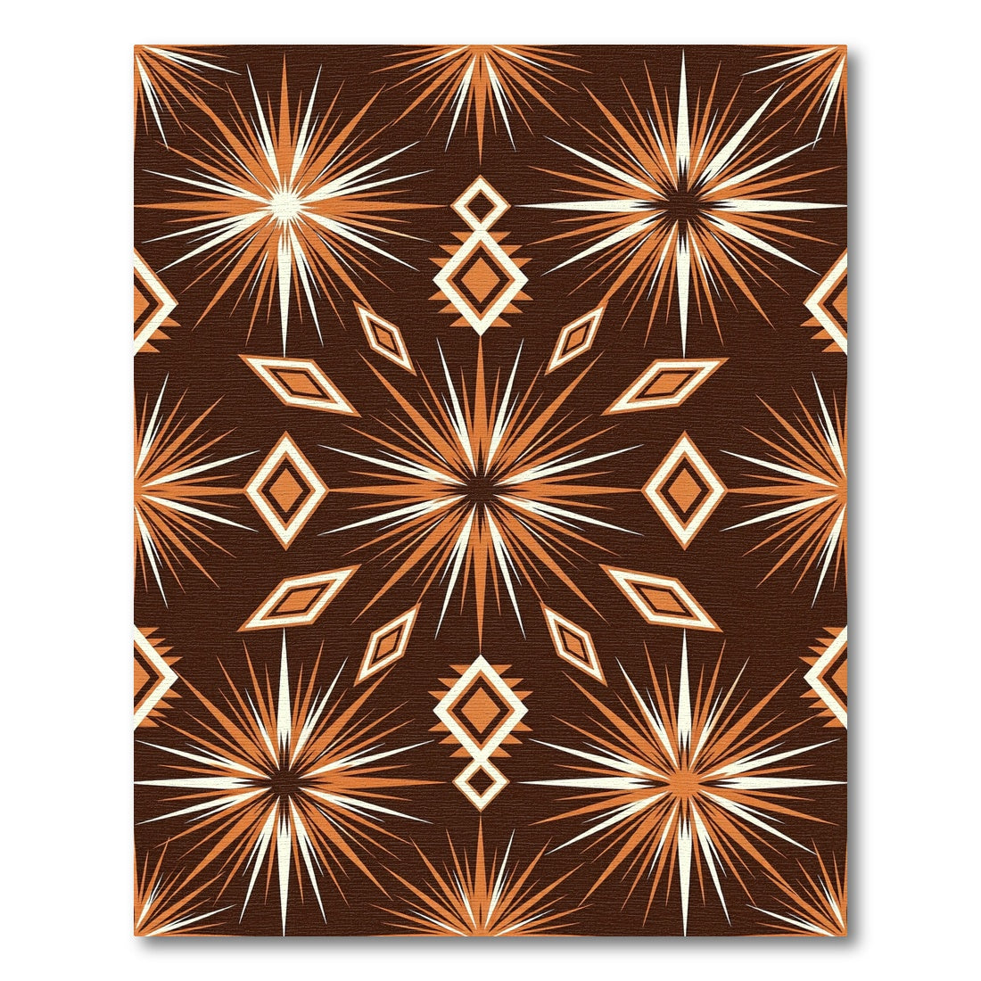 Earthy Geometric Starburst and Diamond Rug