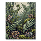 Whimsical Forest Mice with Fern Fronds Rug