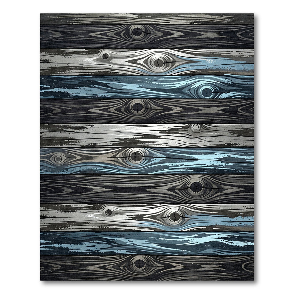 Rustic Blue Gray Wood Grain Plank Rug