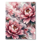 Pink Peony Watercolor Floral Swirl Rug