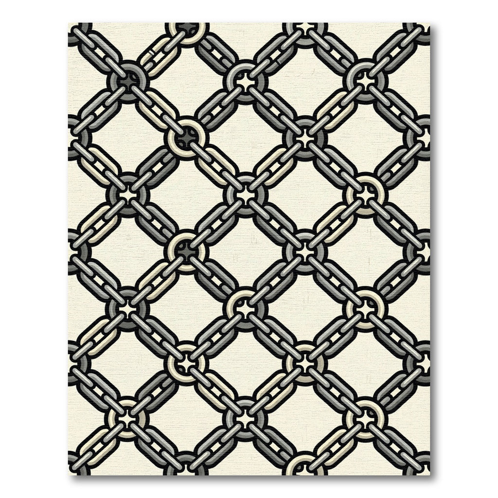 Industrial Gray Chain Link Grid Rug