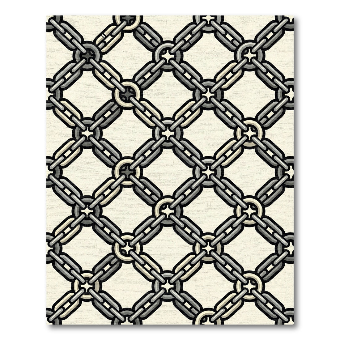 Industrial Gray Chain Link Grid Rug