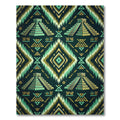 Aztec Pyramid Teal and Gold Ikat Rug