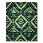 Aztec Pyramid Teal and Gold Ikat Rug