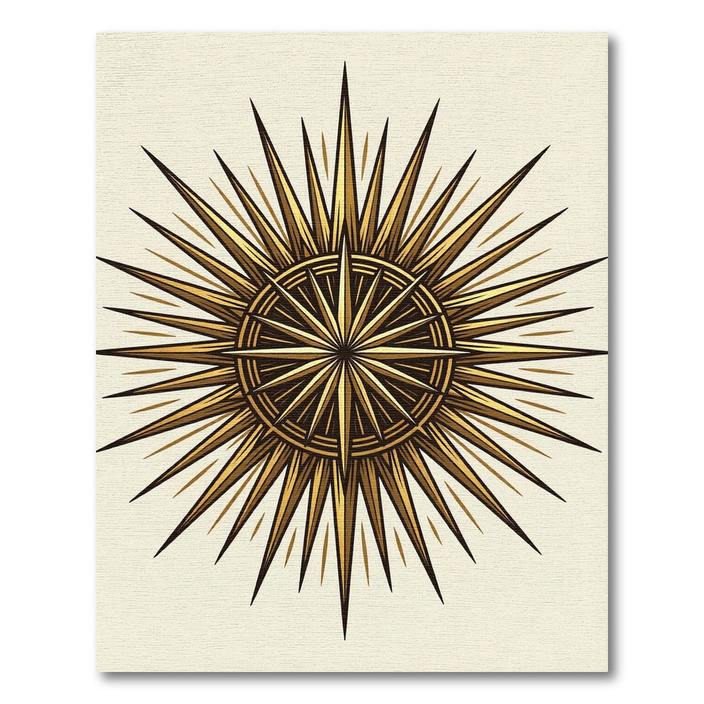 Golden Sunburst Starburst Compass Rug