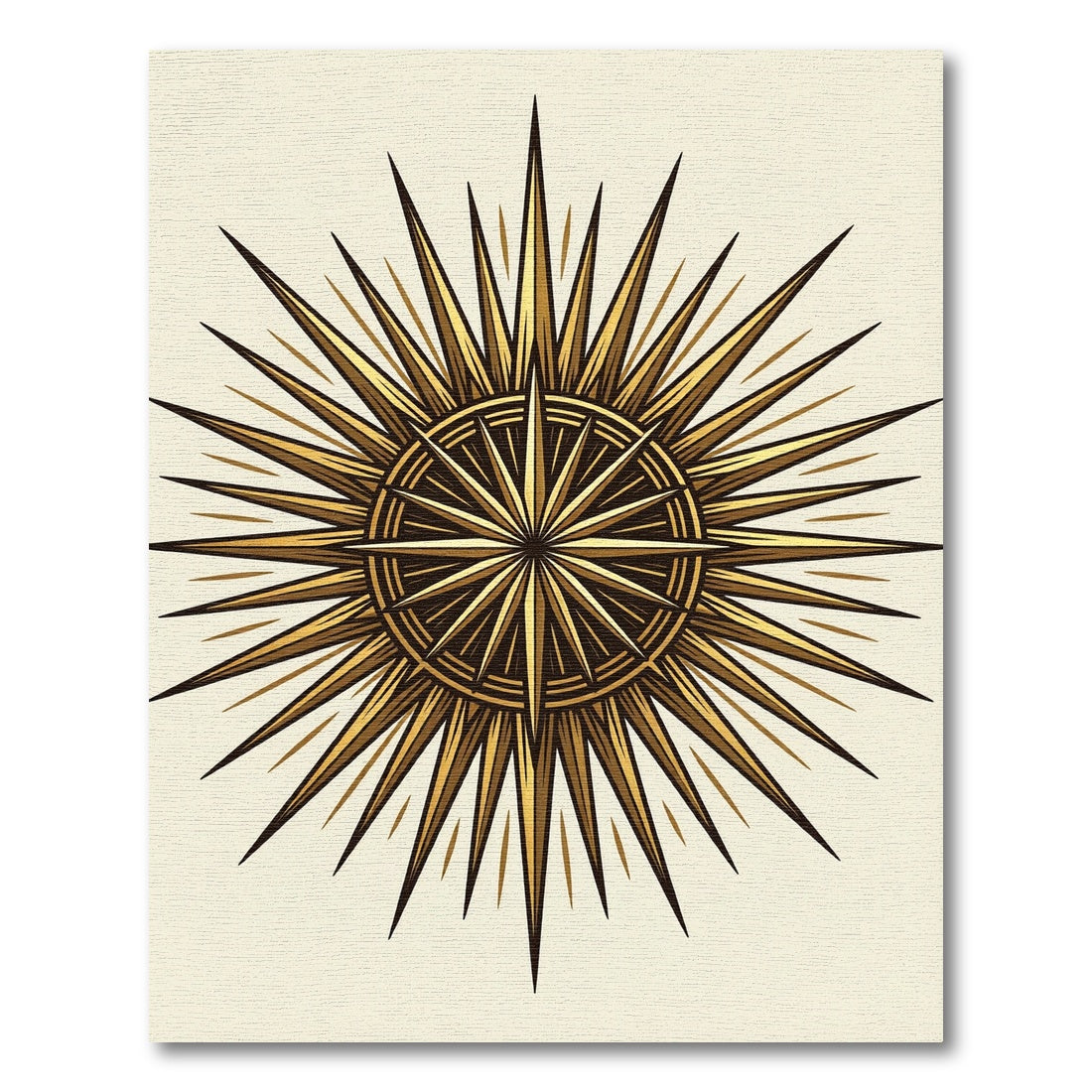 Golden Sunburst Starburst Compass Rug