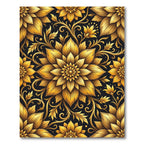 Opulent Gold Floral Damask Filigree Rug