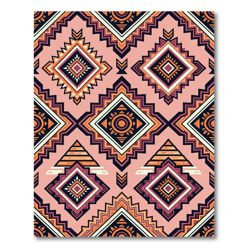 Geometric Pink Diamond Tribal Rug