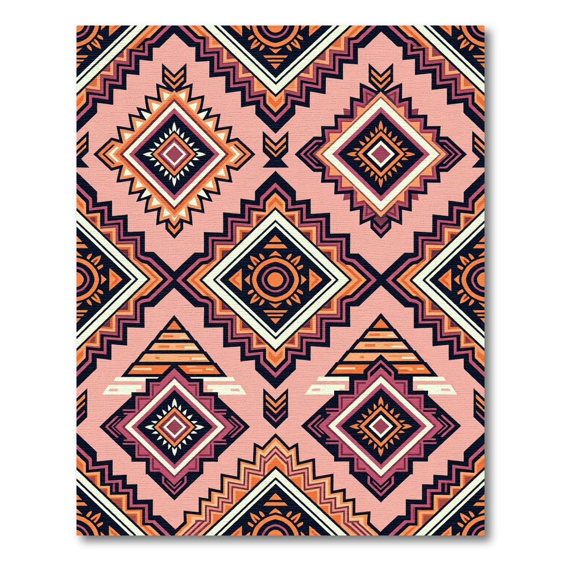 Geometric Pink Diamond Tribal Rug