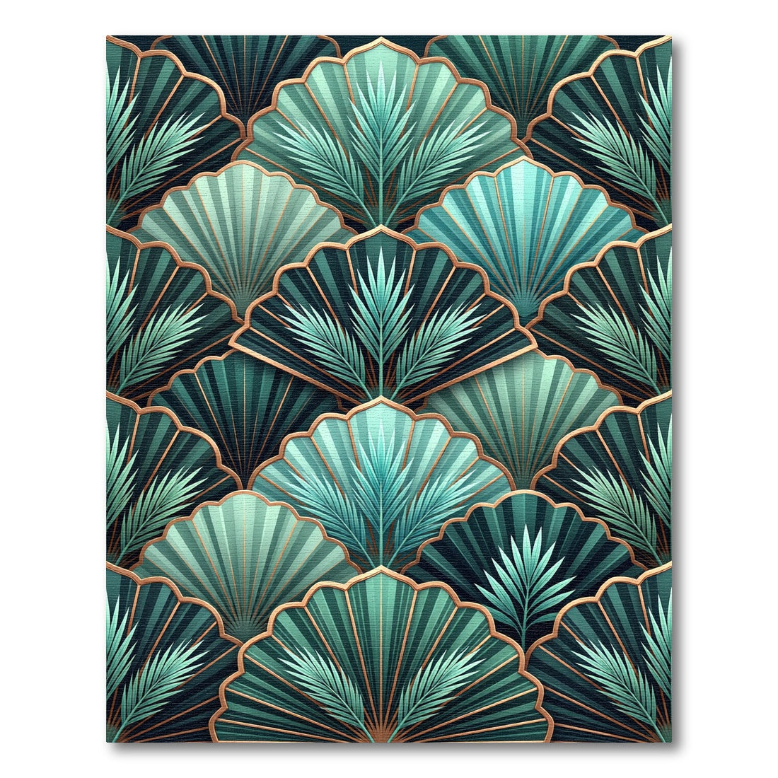 Emerald Art Deco Tropical Fan Rug