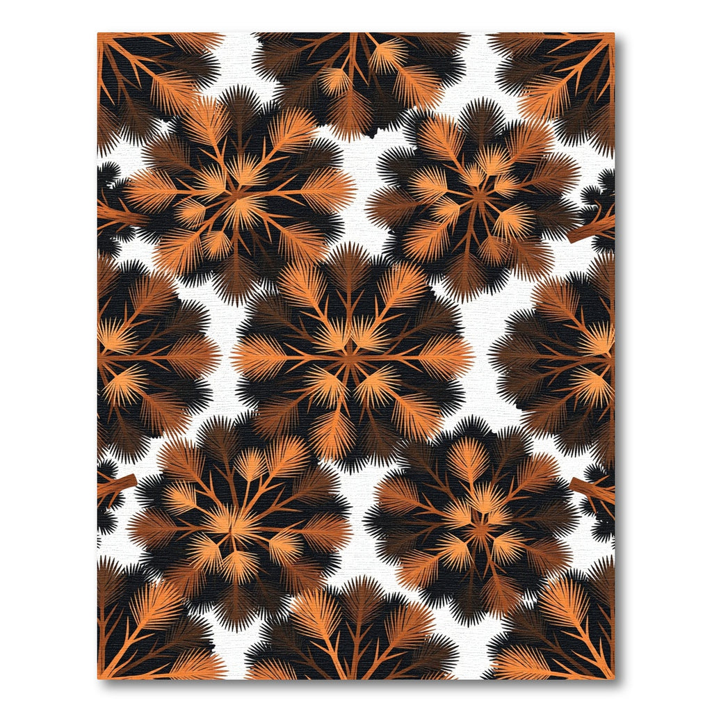 Abstract Golden Brown Spiky Floral Rug