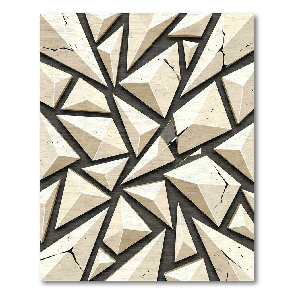 Cream Geometric Prismatic Shattered Stone Rug