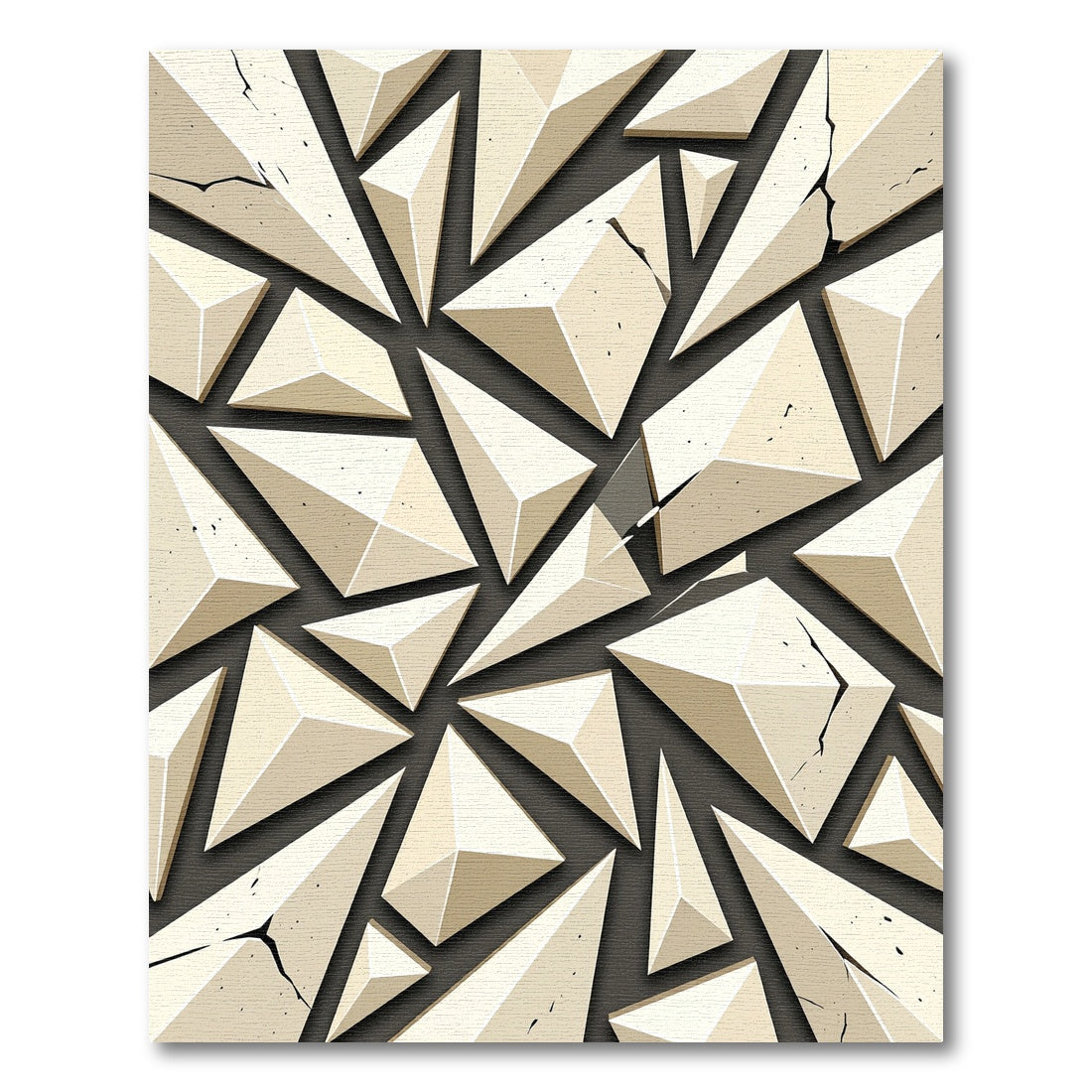 Cream Geometric Prismatic Shattered Stone Rug