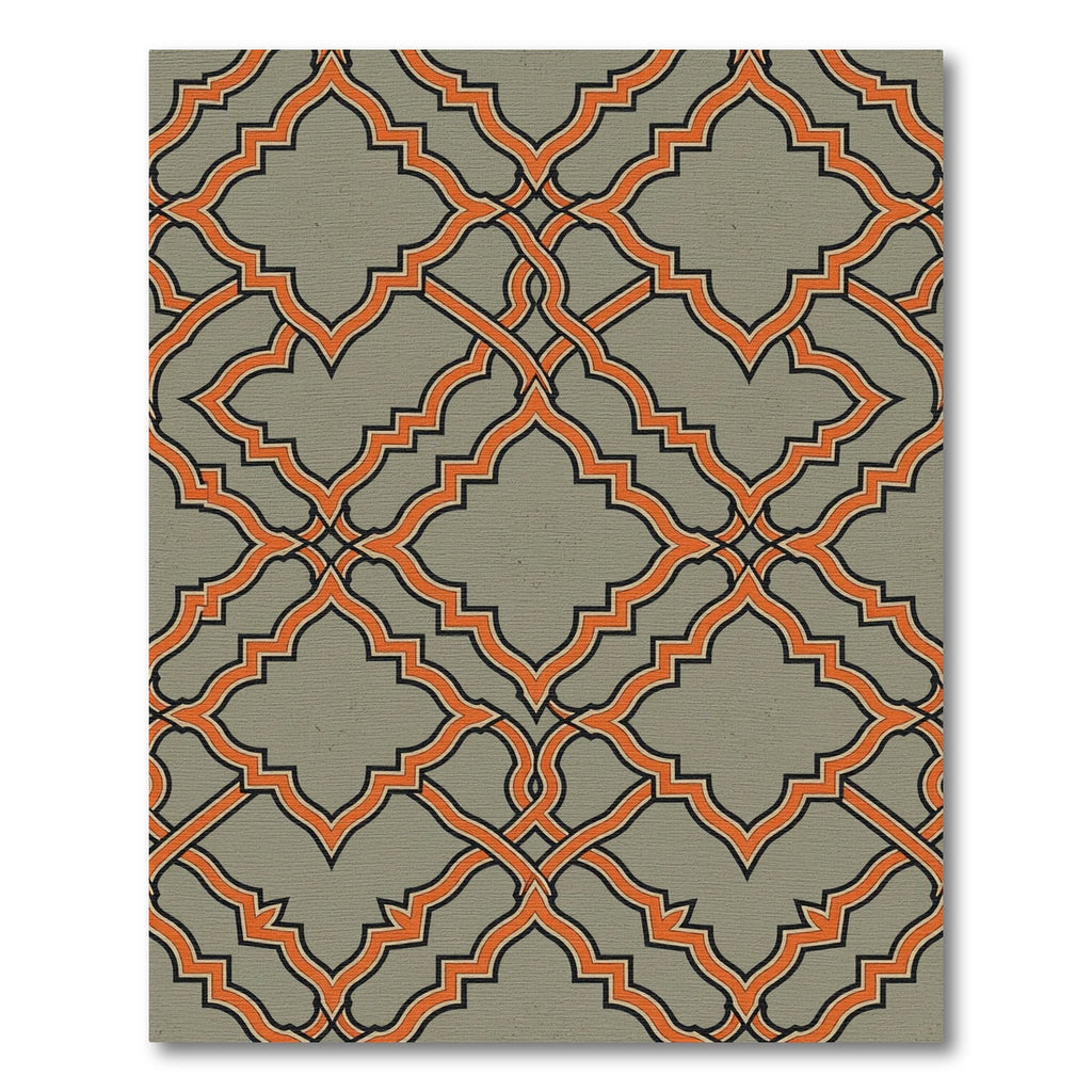 Geometric Orange and Slate Interlocking Trellis Rug